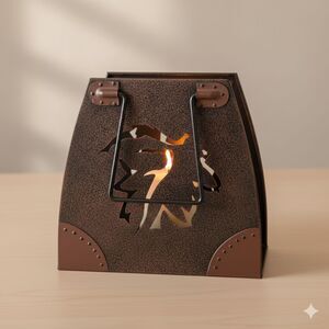 Vintage Rustic Metal Candle Lantern Home Decor Hunting Leaf Purse tea lamp